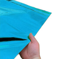Plastic film vest metallic 75x75 cm - light blue