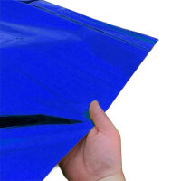 Metallic plastic film roll premium fire retardant 1,50x100m - blue